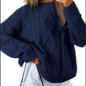 Elegant Navy Cable Knit Sweater